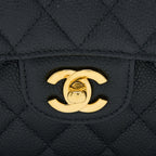 CHANEL SMALL CLASSIC FLAP BAG CAVIAR BLACK GHW (MICROCHIP)