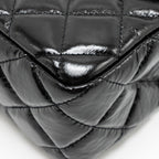 CHANEL HOBO BAG SHINY CALFSKIN BLACK BRUSHED GHW