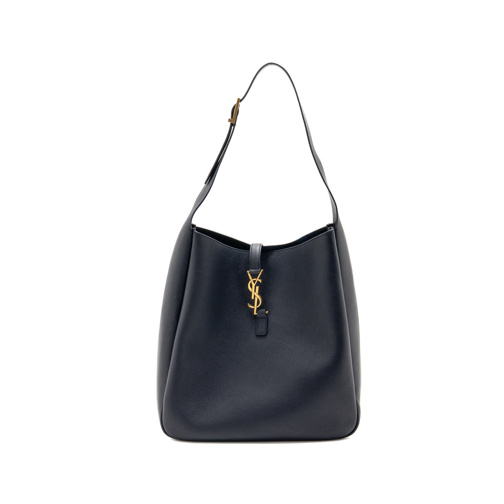Saint Laurent/YSL Le 5 A 7 Supple Large Bag Grained Calfskin Bleu Abysse GHW