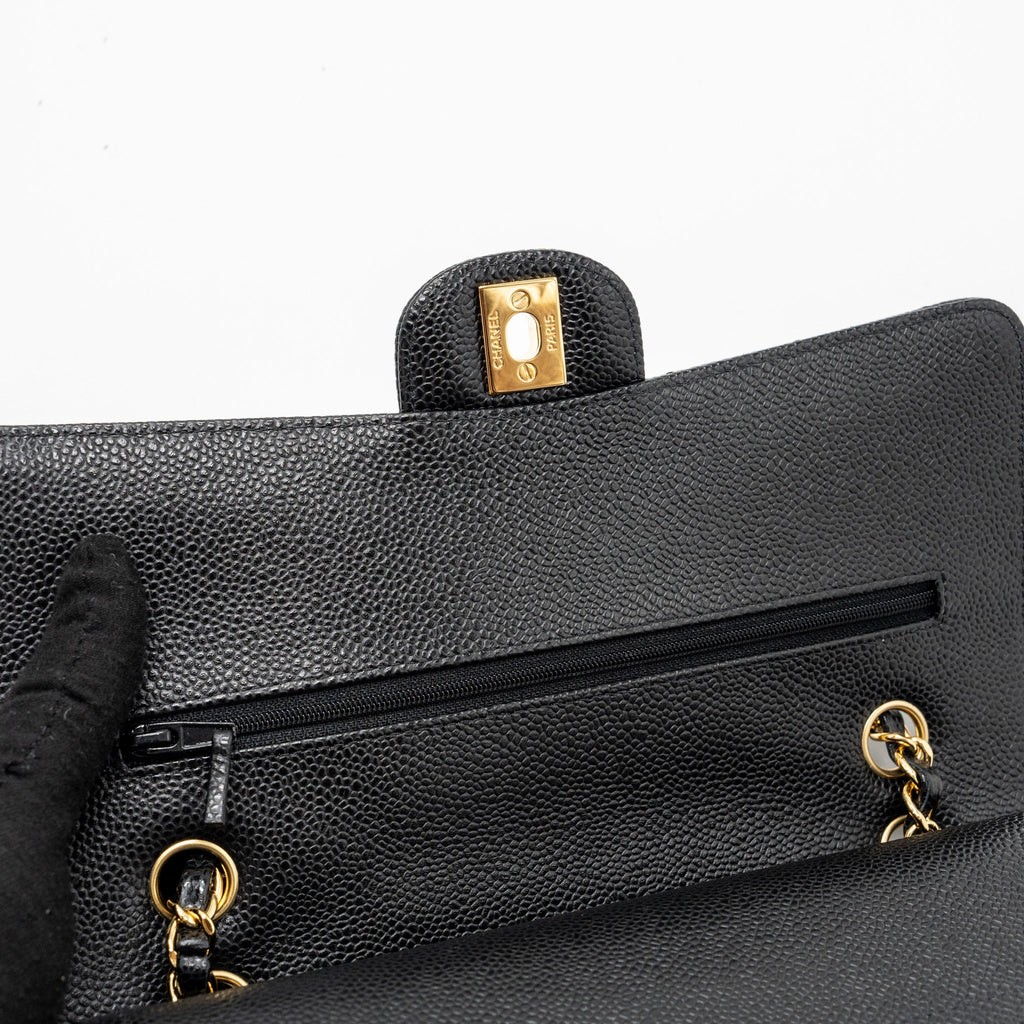 CHANEL MEDIUM CLASSIC DOUBLE FLAP BAG CAVIAR BLACK GHW