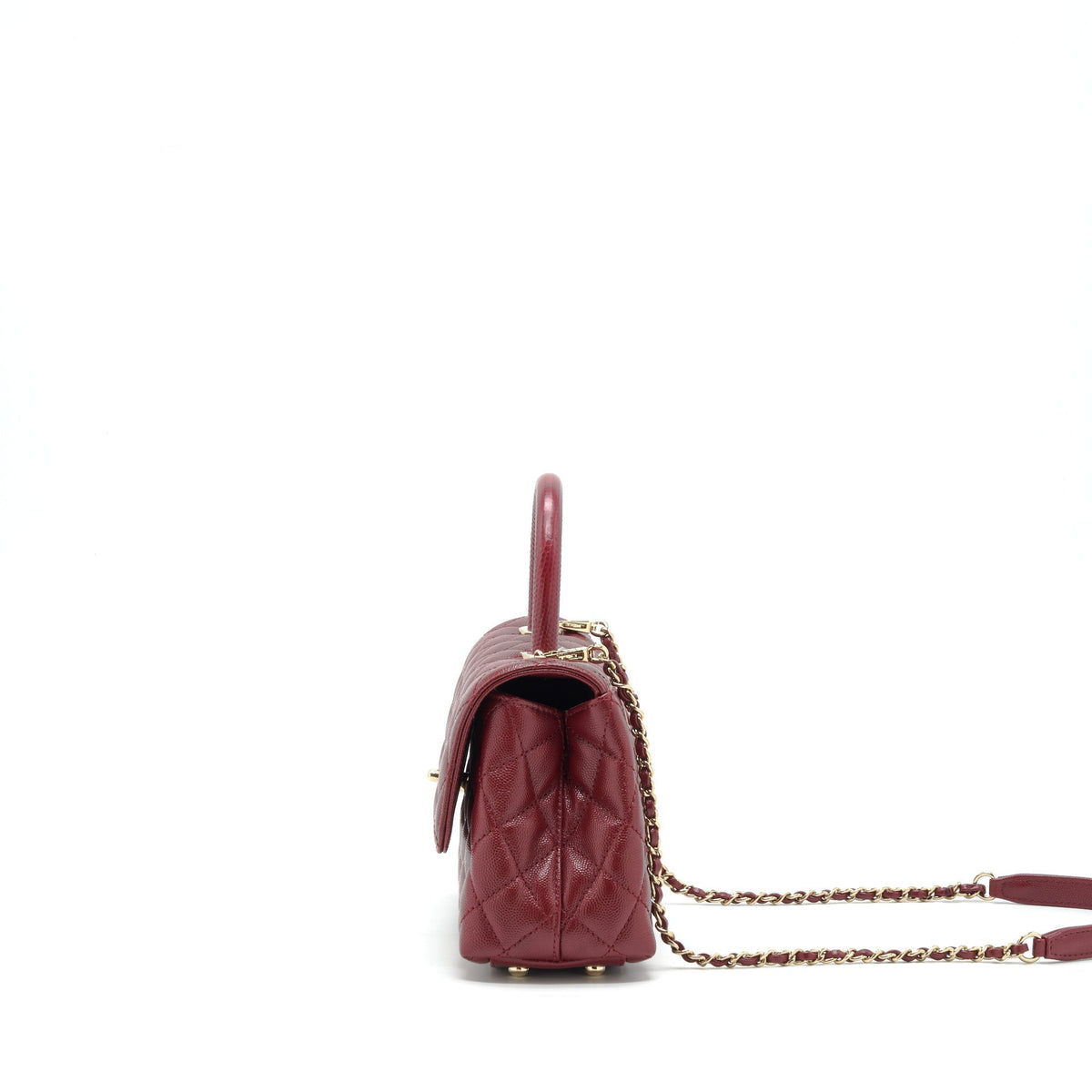 CHANEL 21A SMALL COCO HANDLE CAVIAR NC635 BURGUNDY LGHW