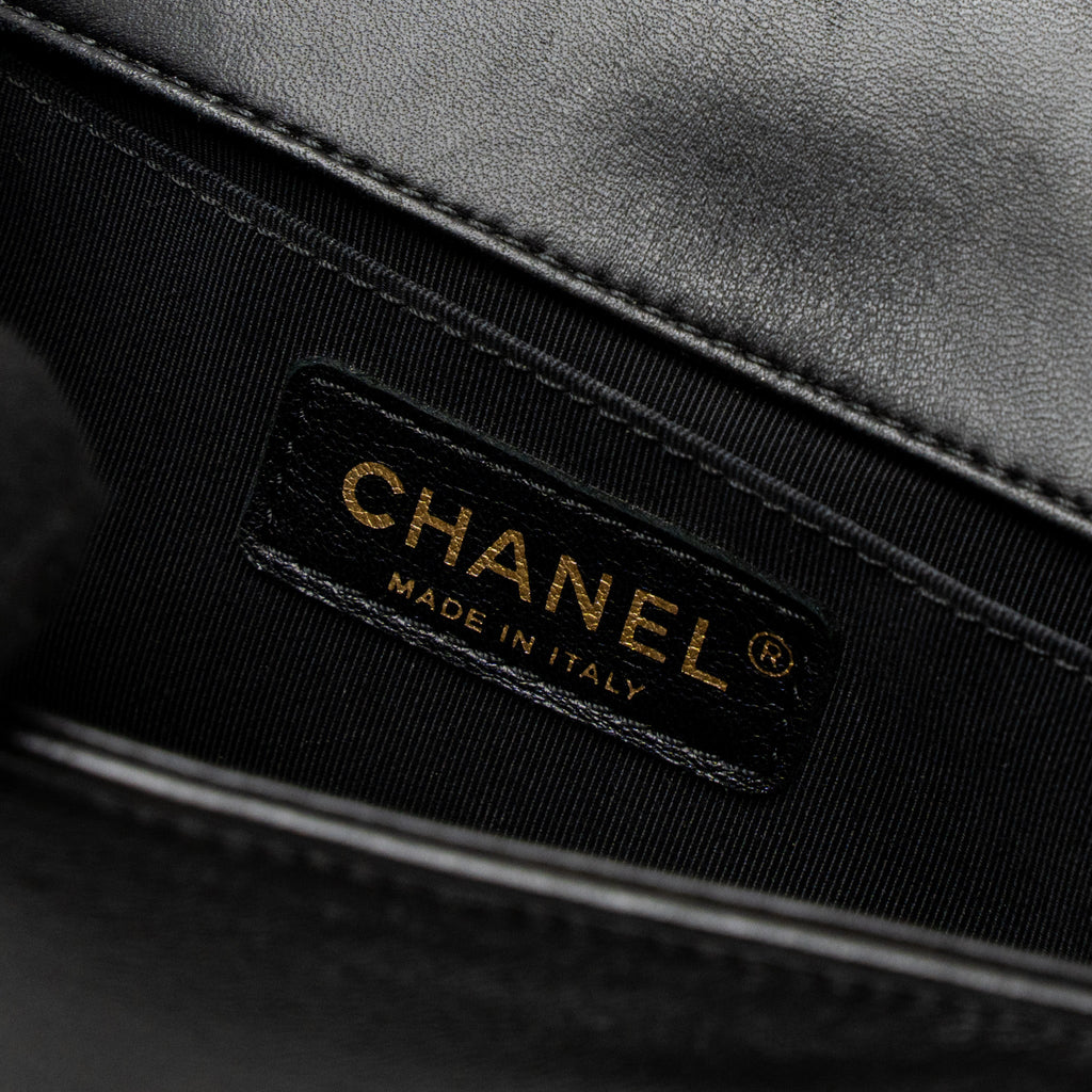CHANEL SMALL CHEVRON BOY BAG LAMBSKIN BLACK GHW