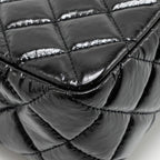 CHANEL HOBO BAG SHINY CALFSKIN BLACK BRUSHED GHW