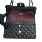 CHANEL SMALL CLASSIC FLAP BAG CAVIAR BLACK GHW (MICROCHIP)