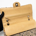 CHANEL MEDIUM CLASSIC DOUBLE FLAP BAG TWEED BEIGE/ECRU/GREY LGHW