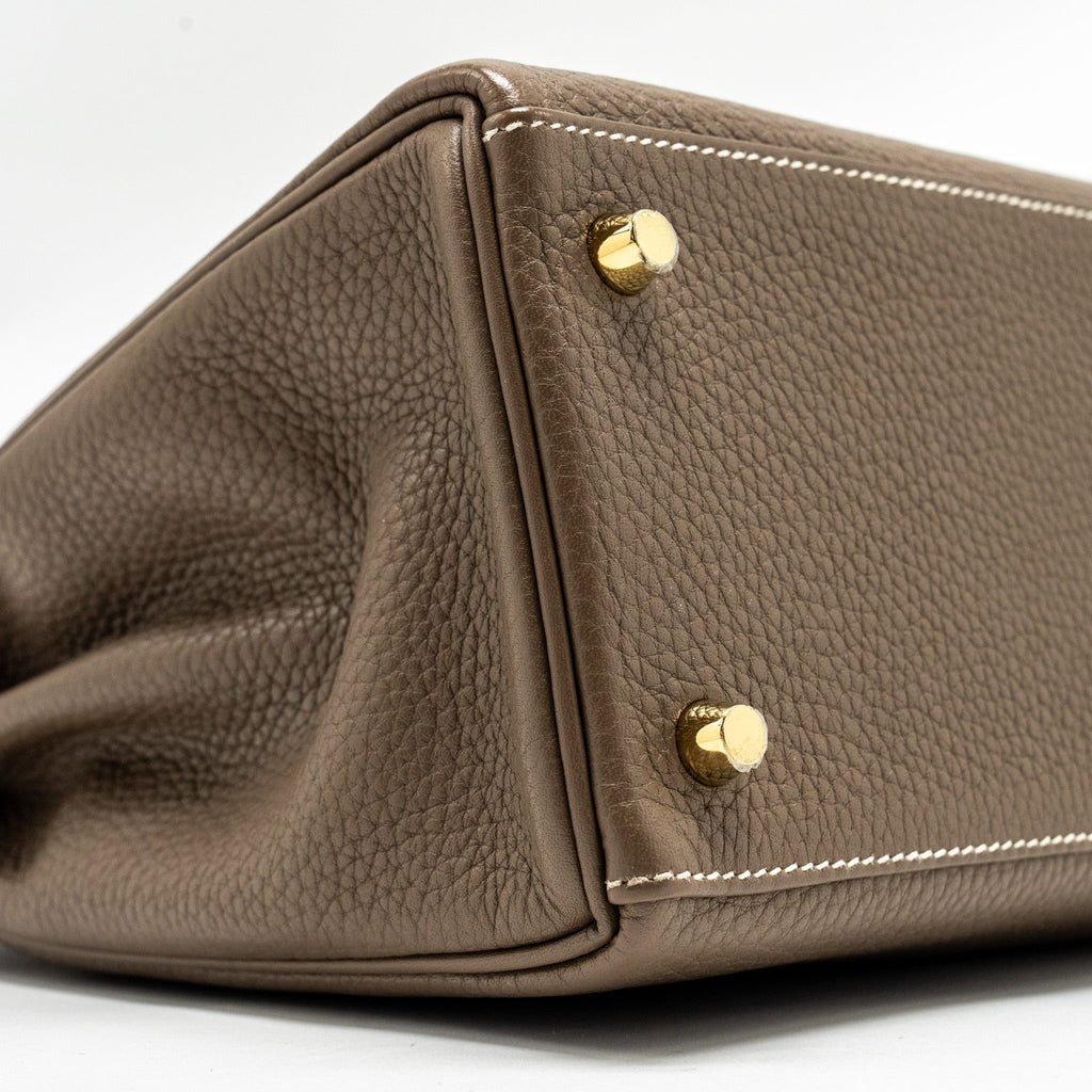 Hermes Kelly 28 Clemence Etoupe GHW