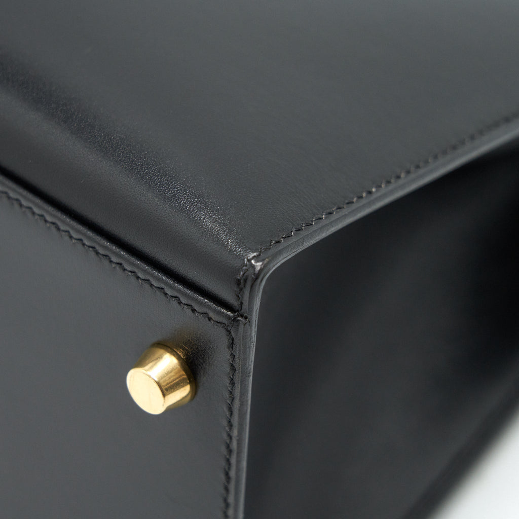 HERMES KELLY32 BOX LEATHER BLACK GHW (SHOULDER STAP MISSING)