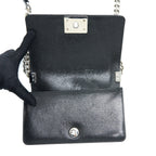 CHANEL SMALL CHEVRON BOY BAG SHINY GRAINED CALFSKIN BLACK SHW