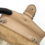 GUCCI DIONYSUS SUPER MINI BAG GG SUPREME/SUEDE BEIGE SHW