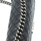 CHANEL MEDIUM BOY BAG LAMBSKIN BLACK RUTHENIUM SHW