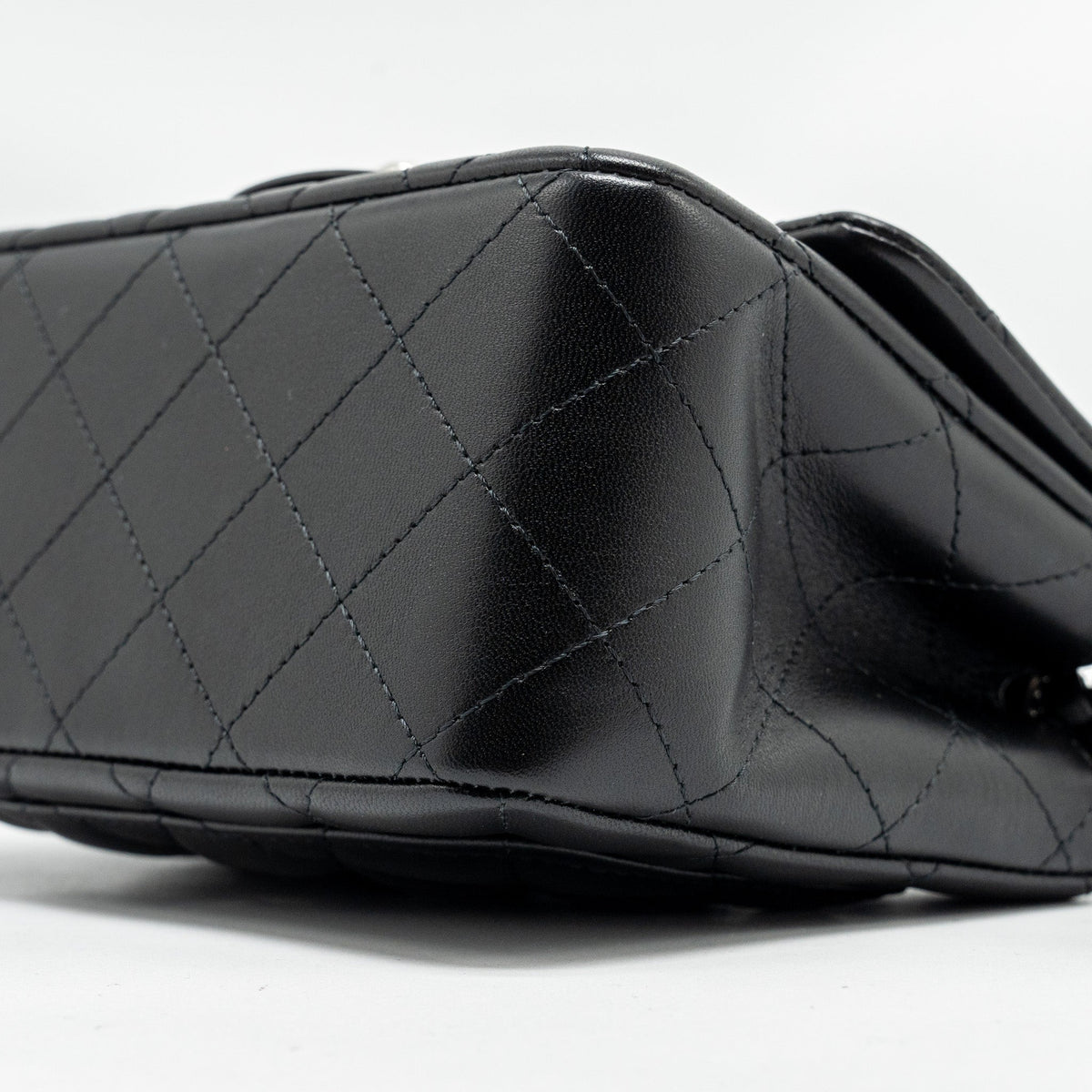 CHANEL MINI SQUARE FLAP BAG LAMBSKIN BLACK SHW (MICROCHIP)