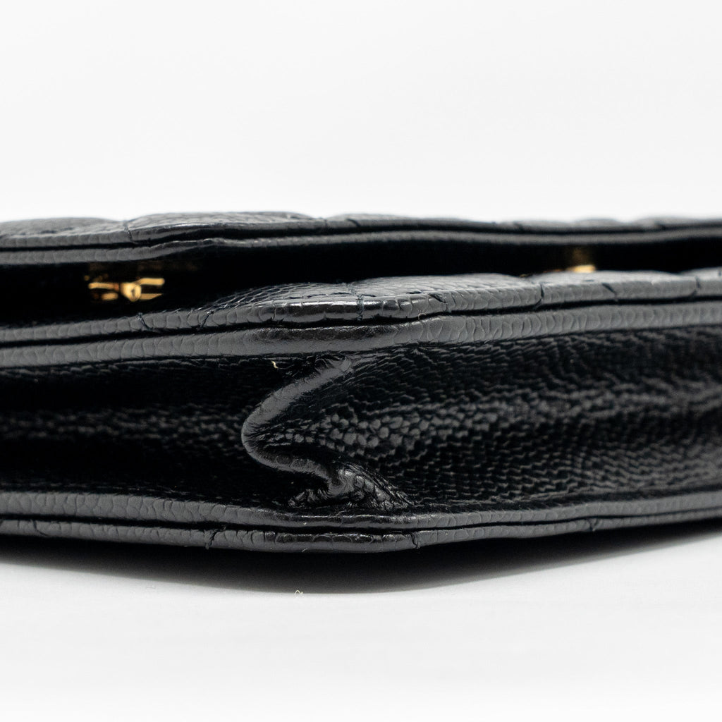 CHANEL CLASSIC WALLET ON CHAIN CAVIAR BLACK GHW (MICROCHIP)