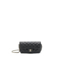 CHANEL GLASSES CASE WITH CHAIN CAVIAR BLACK LGHW