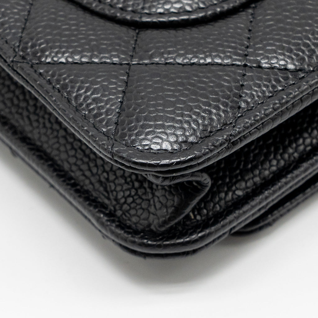 CHANEL CLASSIC WALLET ON CHAIN CAVIAR BLACK GHW (MICROCHIP)