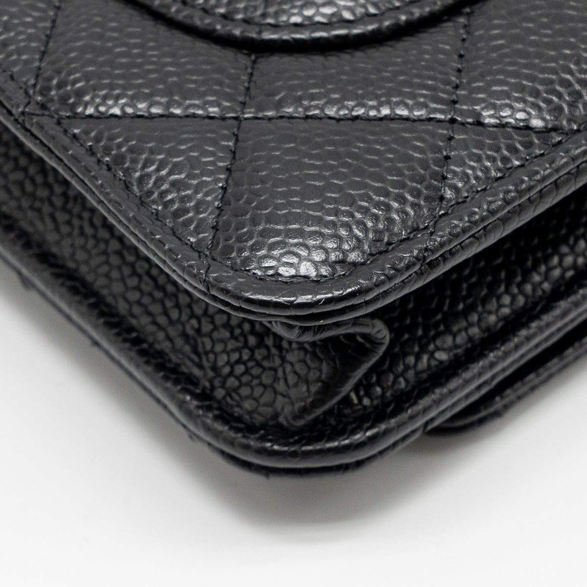 CHANEL CLASSIC WALLET ON CHAIN CAVIAR BLACK GHW (MICROCHIP)