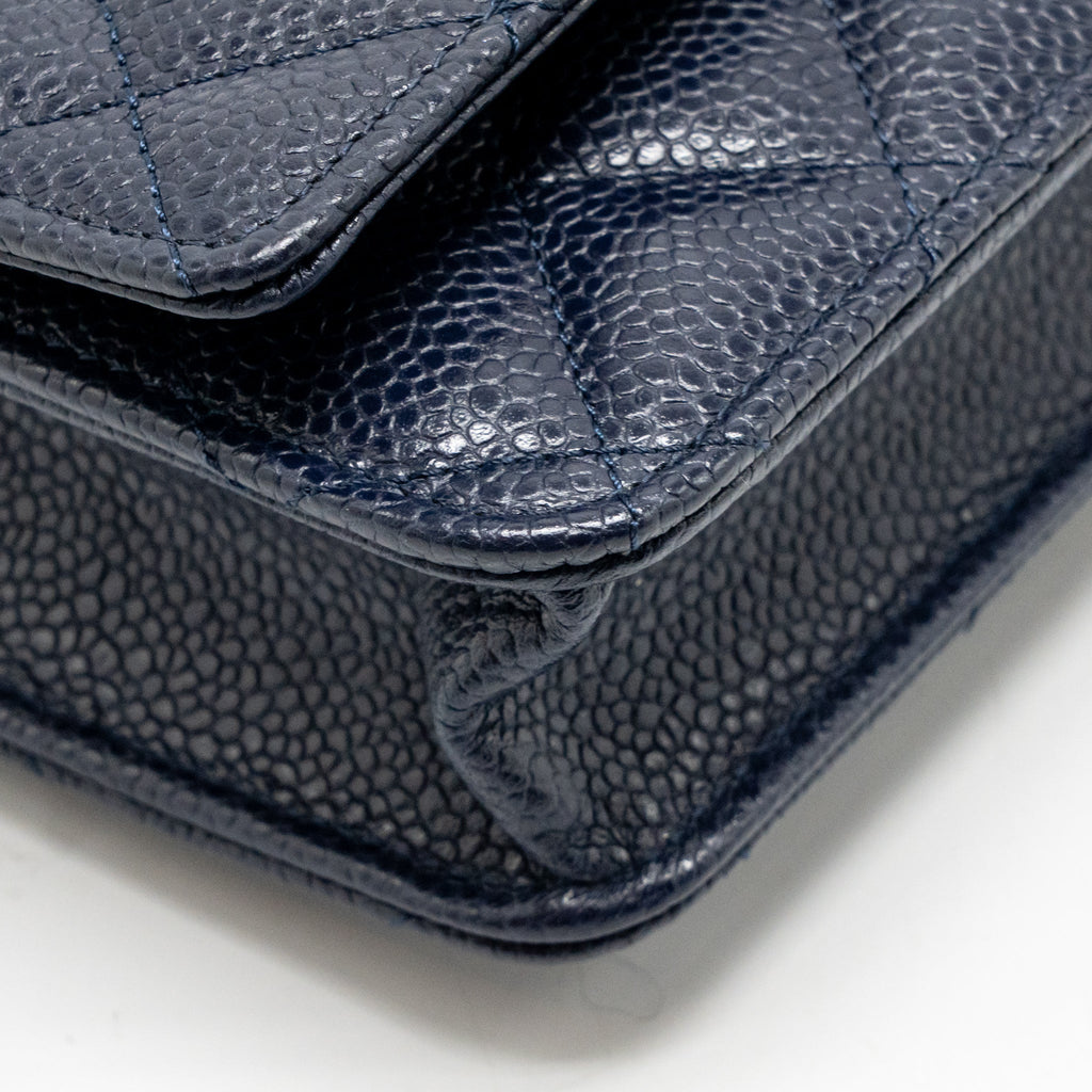 Chanel Classic Wallet on Chain Caviar Navy SHW