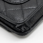 CHANEL CLASSIC WALLET ON CHAIN CAVIAR BLACK GHW (MICROCHIP)
