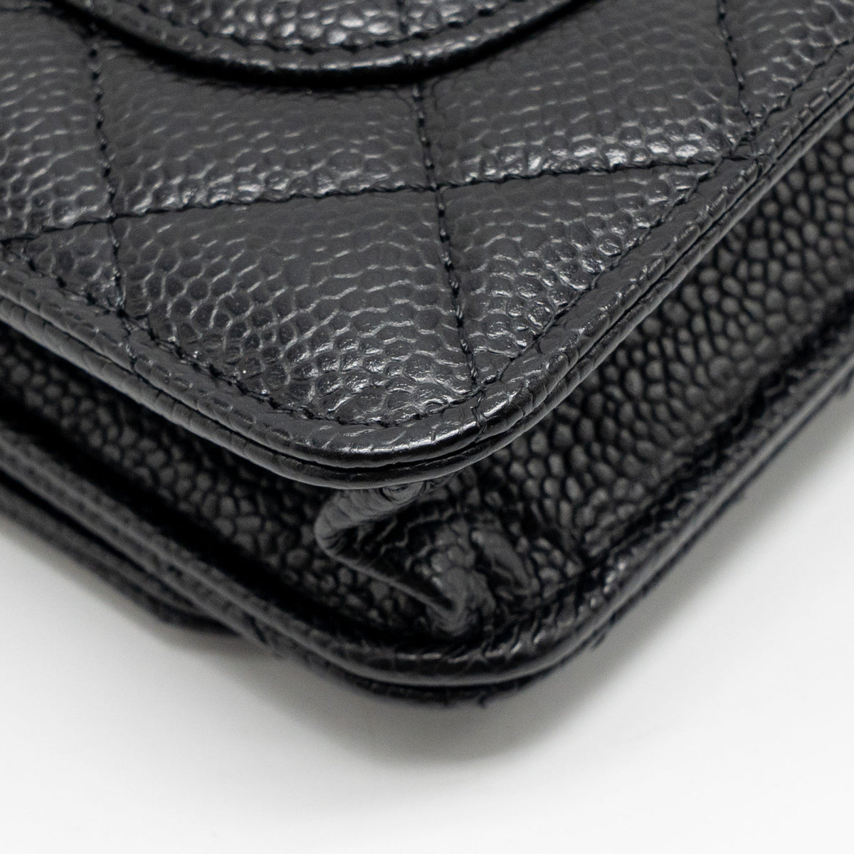 CHANEL CLASSIC WALLET ON CHAIN CAVIAR BLACK GHW (MICROCHIP)
