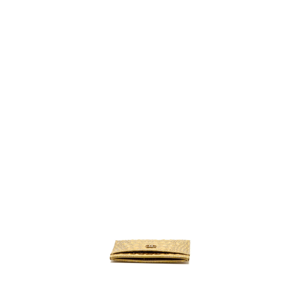 Chanel card holder croc-embossed calfskin gold metallic GHW