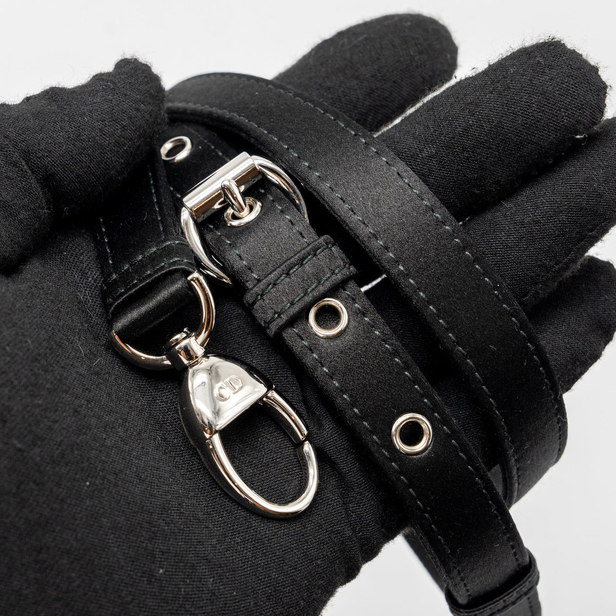 DIOR MINI LADY DIOR SATIN CRYSTAL BLACK SHW