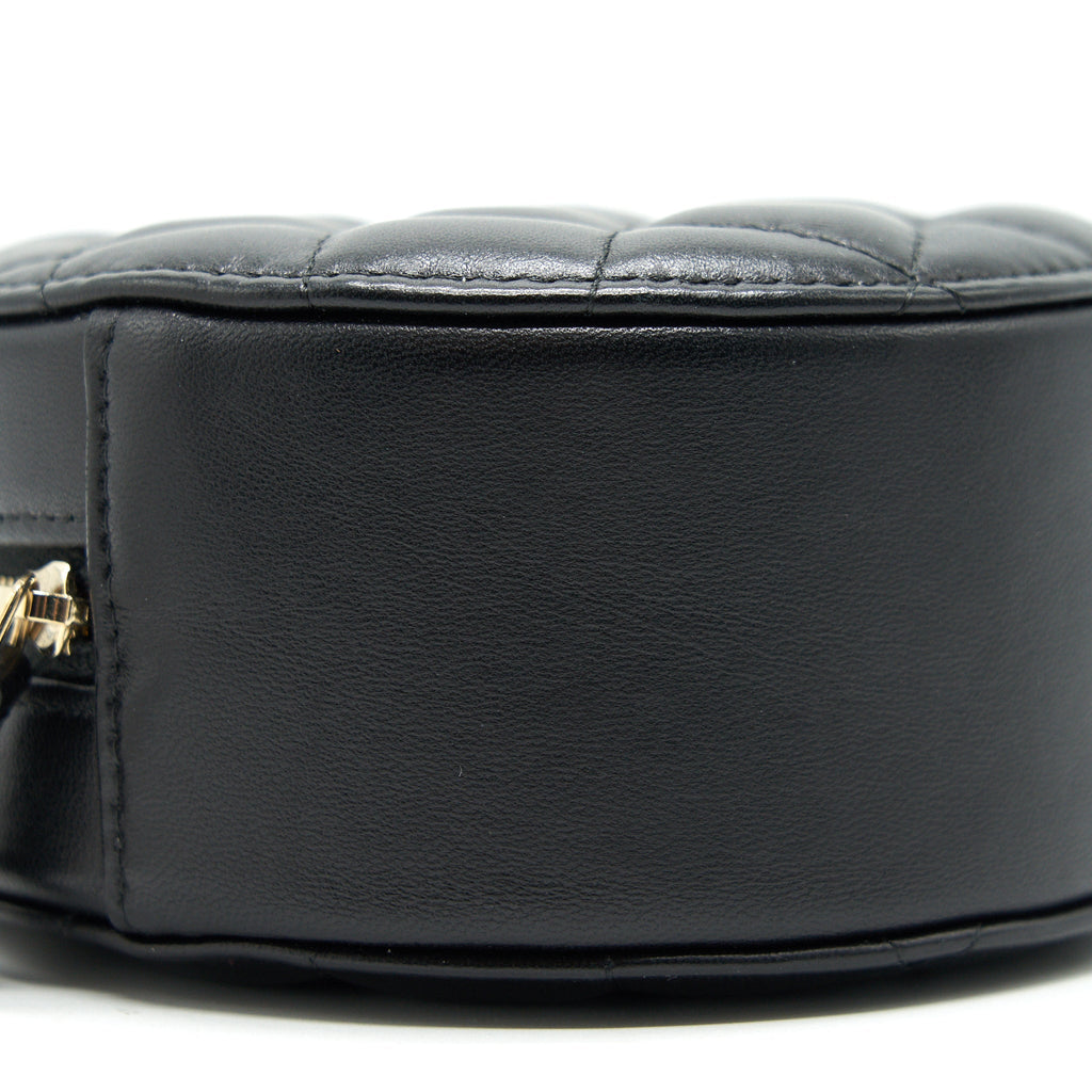 CHANEL ROUND CLUTCH WITH CHAIN BLACK BRUSHED GHW