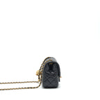 CHANEL 22C PEARL CRUSH MINI SQUARE FLAP BAG LAMBSKIN BLACK GHW (MICROCHIP)