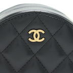 CHANEL ROUND CLUTCH WITH CHAIN BLACK BRUSHED GHW