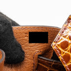 Hermes birkin 30 touch ostrich / alligator mississippiensis shiny cognac / miel SHW