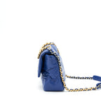 CHANEL MEDIUM 19 BAG GOATSKIN BLUE GOLD/SILVER HARDWARE