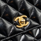 CHANEL 24A DETAILED CHAIN WALLET ON CHAIN SHINY CALFSKIN BLACK GHW (MICROCHIP）