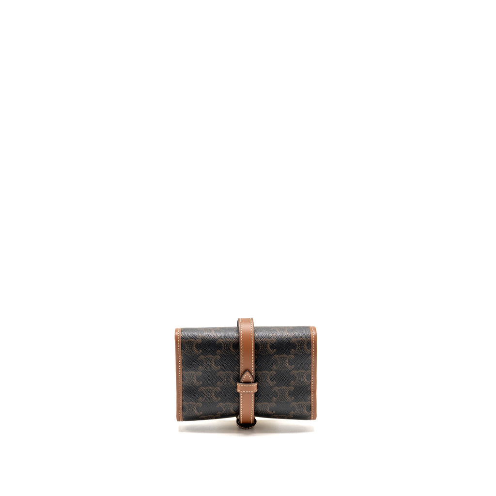 Celine Jewellery Pouch In Triomphe Canvas / Calfskin Tan GHW
