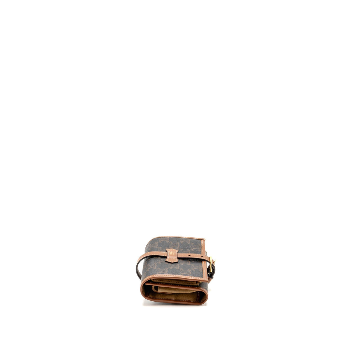 Celine Jewellery Pouch In Triomphe Canvas / Calfskin Tan GHW