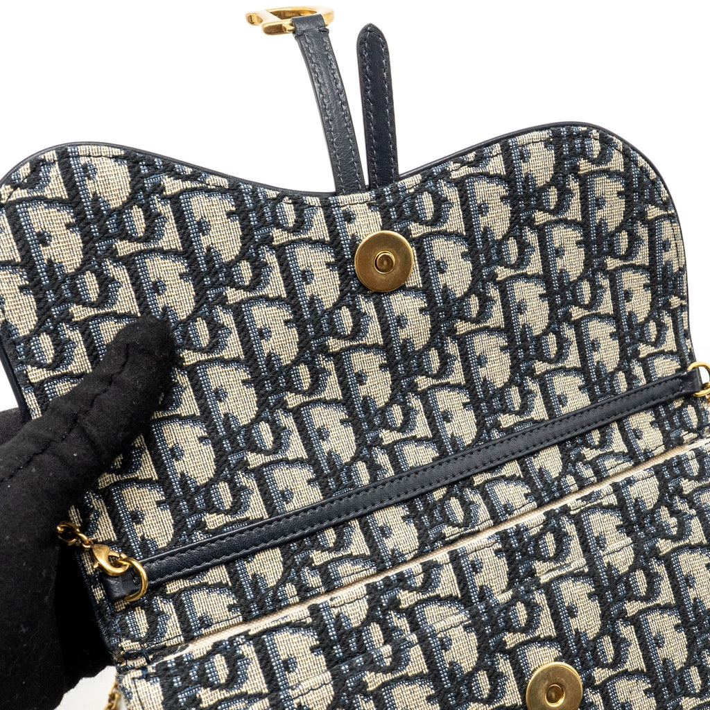 DIOR SADDLE POUCH DIOR OBLIQUE CANVAS BLUE GHW