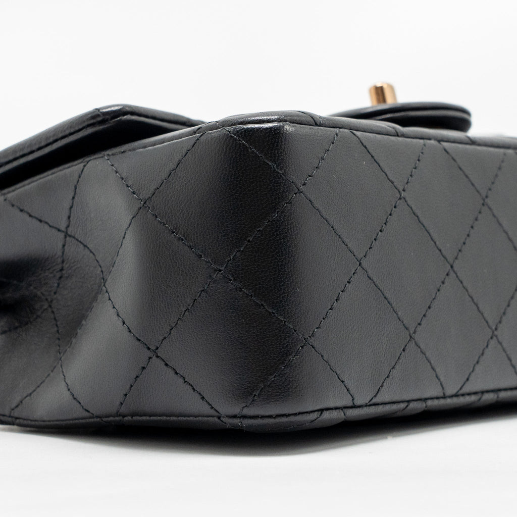CHANEL MINI RECTANGULAR FLAP BAG LAMBSKIN BLACK RGHW (MICROCHIP)