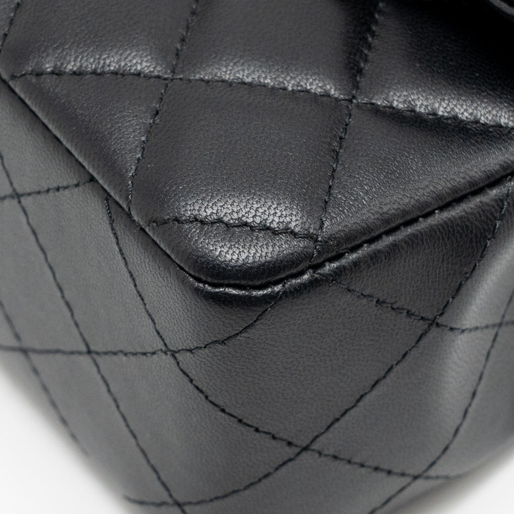 CHANEL MINI RECTANGULAR FLAP BAG LAMBSKIN BLACK RGHW (MICROCHIP)