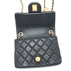 CHANEL PEARL CRUSH MINI SQUARE LAMBSKIN BLACK BRUSHED GHW (MICROCHIP)