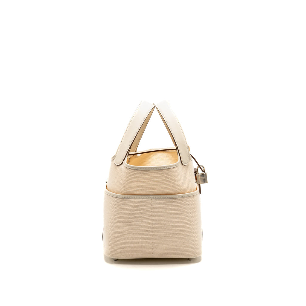 Hermes Cargo Picotin 18 Lock Bag Toile Canvas / Swift Nata SHW
