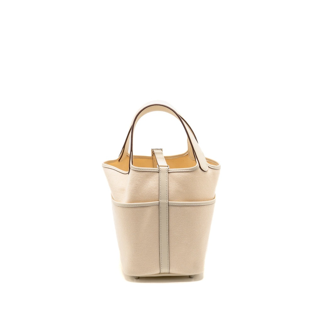 Hermes Cargo Picotin 18 Lock Bag Toile Canvas / Swift Nata SHW