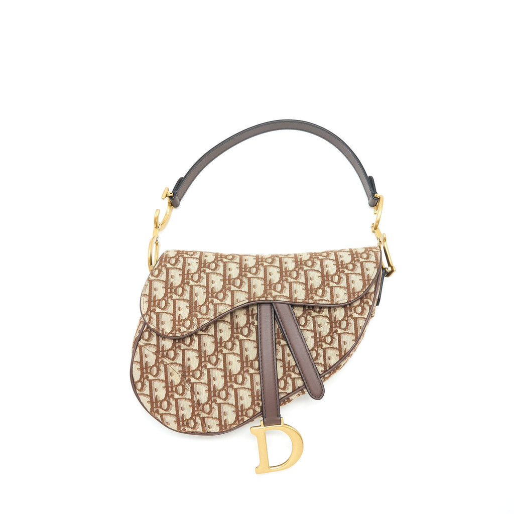 DIOR MEDIUM SADDLE BAG BROWN OBLIQUE GHW