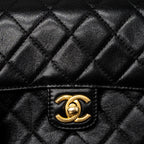 CHANEL 22K RETRO NEW CLASSIC SQUARE MINI FLAP BAG GOATSKIN BLACK BRUSHED GHW (MICROCHIP)