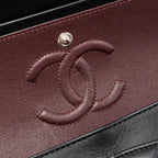 CHANEL SMALL CLASSIC DOUBLE FLAP BAG LAMBSKIN BLACK SHW (MICROCHIP)