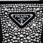 PRADA GALLERIA SATIN MINI BAG WITH CRYSTAL BLACK SHW
