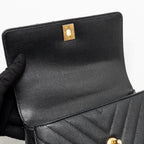 CHANEL SMALL COCO HANDLE WITH LIZARD EMBOSSED HANDLE CHEVRON CAVIAR BLACK GHW