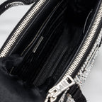PRADA GALLERIA SATIN MINI BAG WITH CRYSTAL BLACK SHW