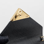 PRADA CARD HOLDER WITH SHOULDER STRAP SAFFIANO LEATHER BLACK GHW