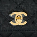 CHANEL 22A TWIST YOUR BUTTON WALLET ON CHAIN CAVIAR BLACK GHW (MICROCHIP)