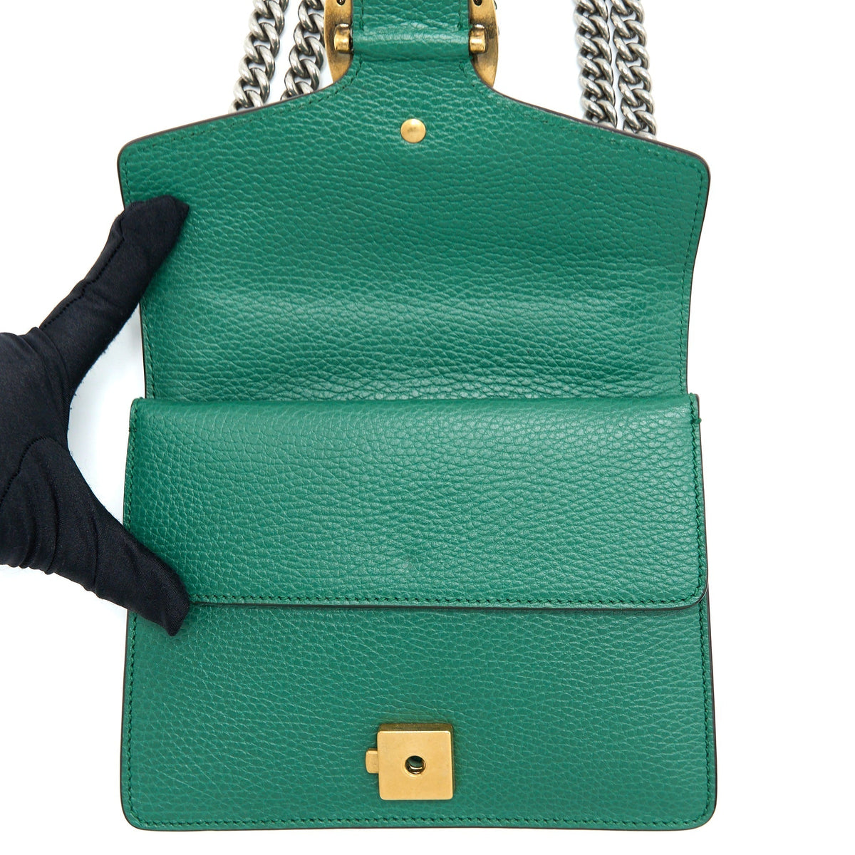 GUCCI DIONYSUS GG CALFSKIN GREEN RUTHENIUM HARDWARE