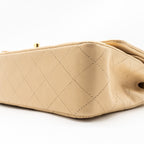 CHANEL MEDIUM CLASSIC DOUBLE FLAT BAG LAMBSKIN BEIGE GHW