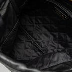 CHANEL SMALL 22 BAG WHITE LETTER SHINY CALFSKIN BLACK BRUSHED GHW (MICROCHIP)