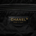 CHANEL SMALL 22 BAG WHITE LETTER SHINY CALFSKIN BLACK BRUSHED GHW (MICROCHIP)